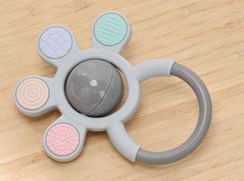 Sensory Puzzle Rattle — Baby Silicone Grasping Toy