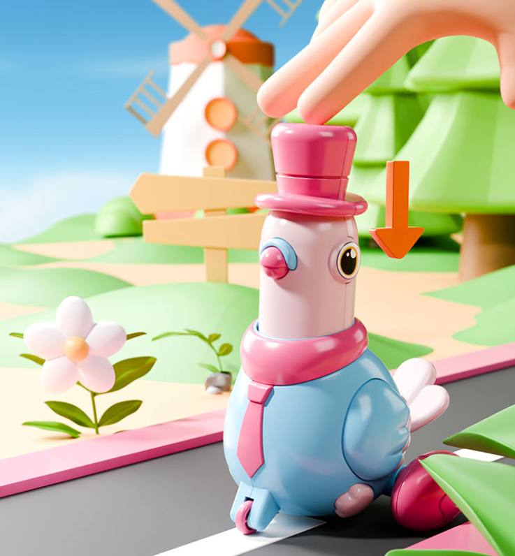 Cartoon Pigeon Design | Press-and-Go Baby Toy Car | Drop-Resistant & Durable | Great Gift for Kids