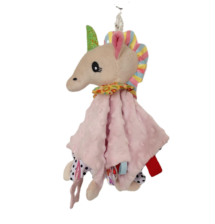 Neutral-Toned Unicorn & Elephant Plush Toys | Bunny-Shaped Comfort Blanket | Baby Stroller Blanket