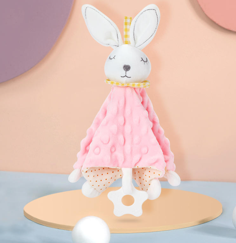 Neutral-Toned Unicorn & Elephant Plush Toys | Bunny-Shaped Comfort Blanket | Baby Stroller Blanket