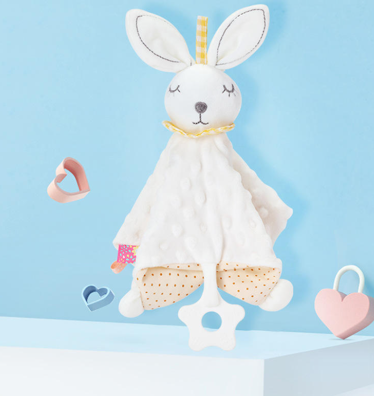 Neutral-Toned Unicorn & Elephant Plush Toys | Bunny-Shaped Comfort Blanket | Baby Stroller Blanket