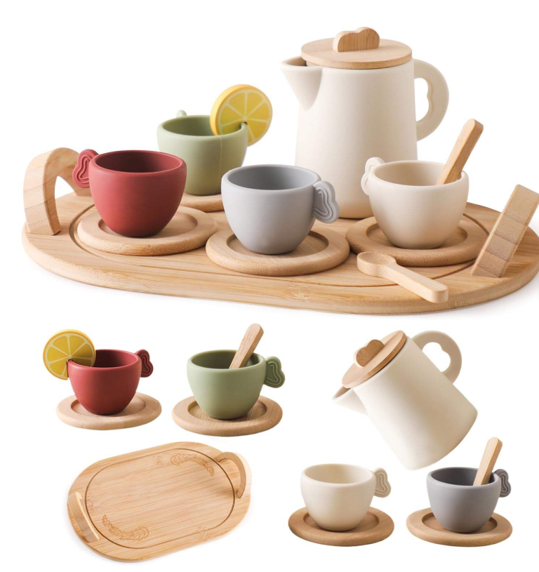 Realistic Kitchen & Tea Set Pretend Play Kit — Silicone Material: Drop-Resistant and Silent