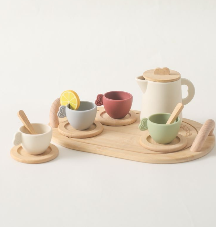 Realistic Kitchen & Tea Set Pretend Play Kit — Silicone Material: Drop-Resistant and Silent