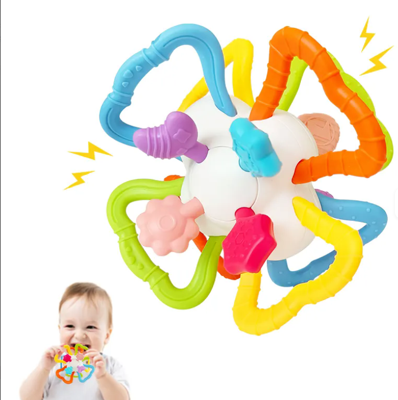 Macaron-Colored Silicone Teething Ring — Specially Designed for Grasping by Infants Aged 6–12 Months; A Reusable Teething and Chewing Toy