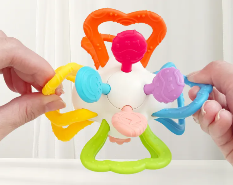Macaron-Colored Silicone Teething Ring — Specially Designed for Grasping by Infants Aged 6–12 Months; A Reusable Teething and Chewing Toy