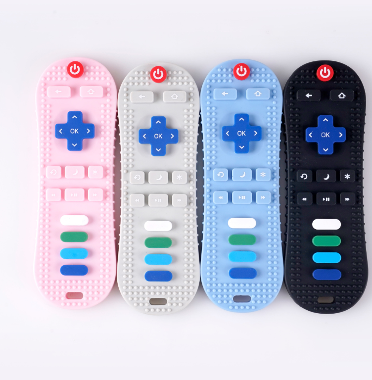 Realistic TV Remote Control Baby Teether — Soft Silicone Teething Toy