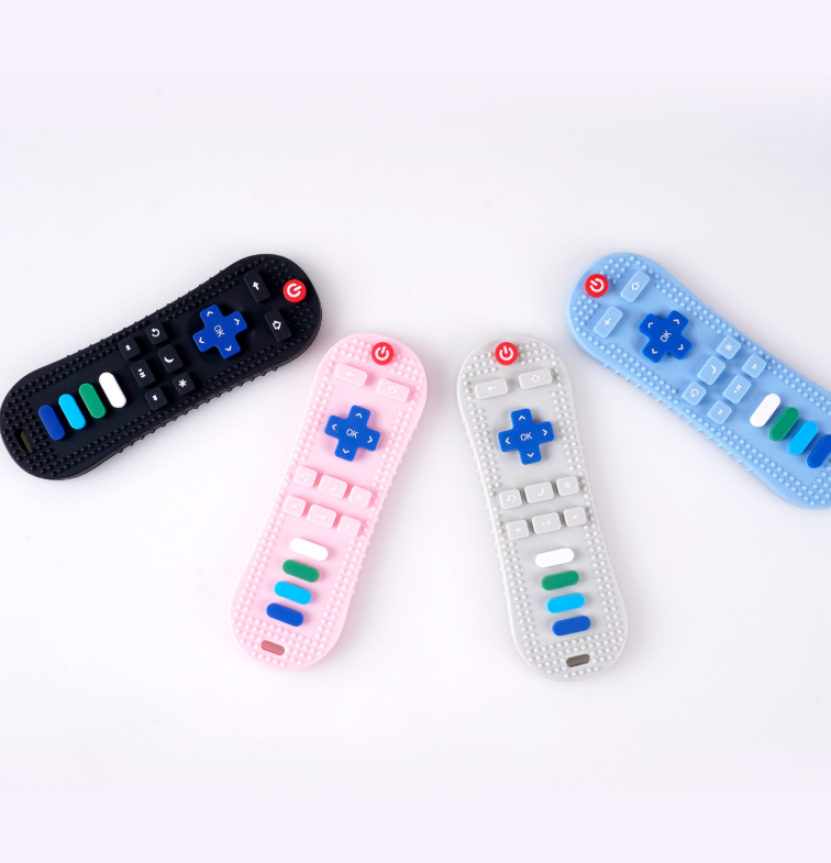 Realistic TV Remote Control Baby Teether — Soft Silicone Teething Toy