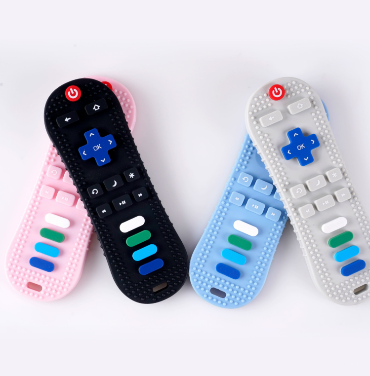 Realistic TV Remote Control Baby Teether — Soft Silicone Teething Toy