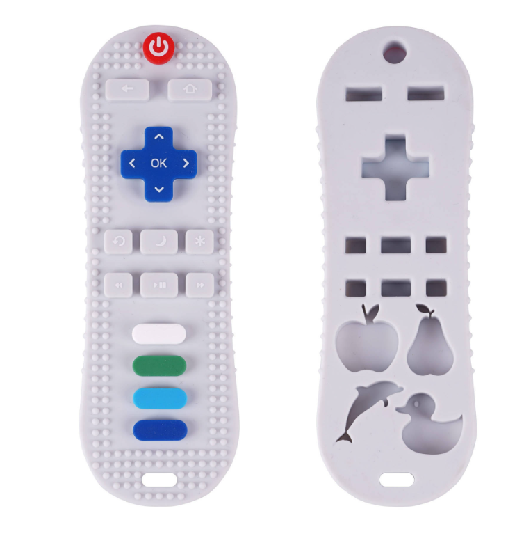 Realistic TV Remote Control Baby Teether — Soft Silicone Teething Toy
