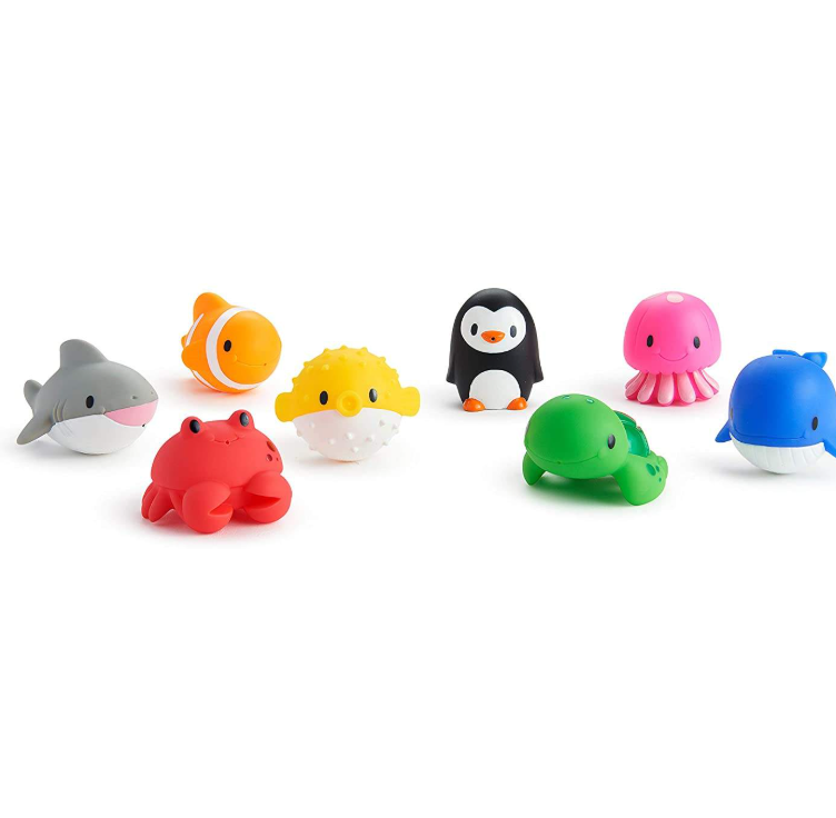 Deluxe Bath Gift Set: Colorful Soft Rubber Bath Toy Collection — Squeezable & Water-Squirting Cartoon Designs (Ducks & Dinosaurs)