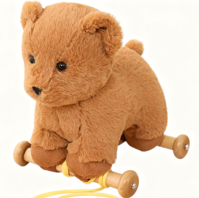 Wooden Pull-Along Bear Walker — Educational Push-and-Pull Toy for Toddlers, Early Childhood Learning Aid