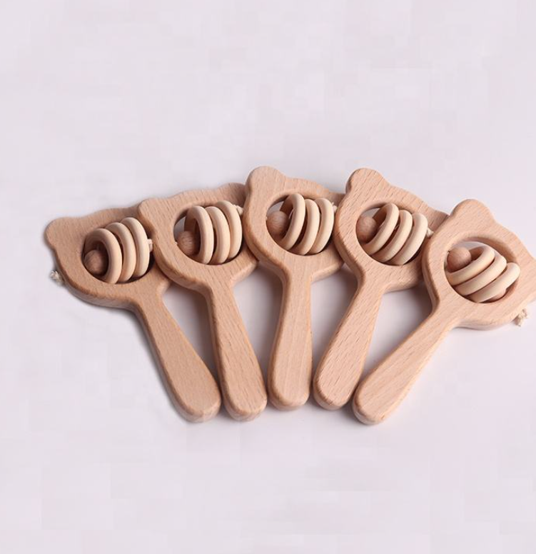 Beechwood Bear Handheld Rattle — An Essential Wooden Rattle for Teething