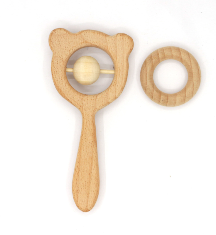 Beechwood Bear Handheld Rattle — An Essential Wooden Rattle for Teething