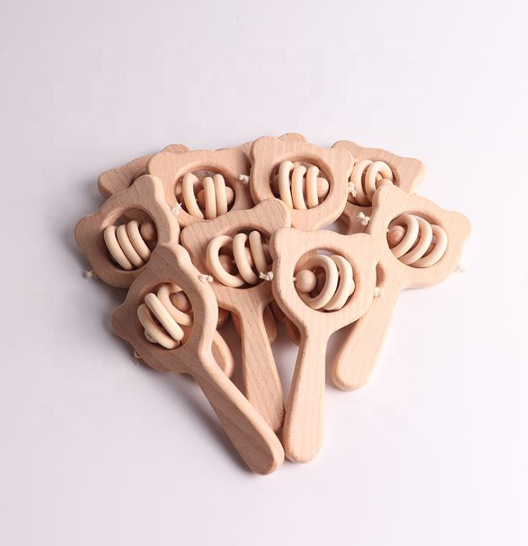 Beechwood Bear Handheld Rattle — An Essential Wooden Rattle for Teething