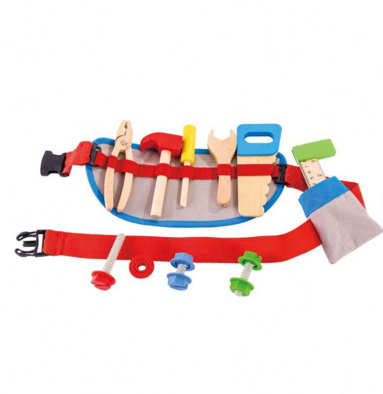 Educational Wooden Toy Repair Kit with Screws, Nuts, and Tool Belt — Hands-on Role-Playing Toy for Boys and Girls