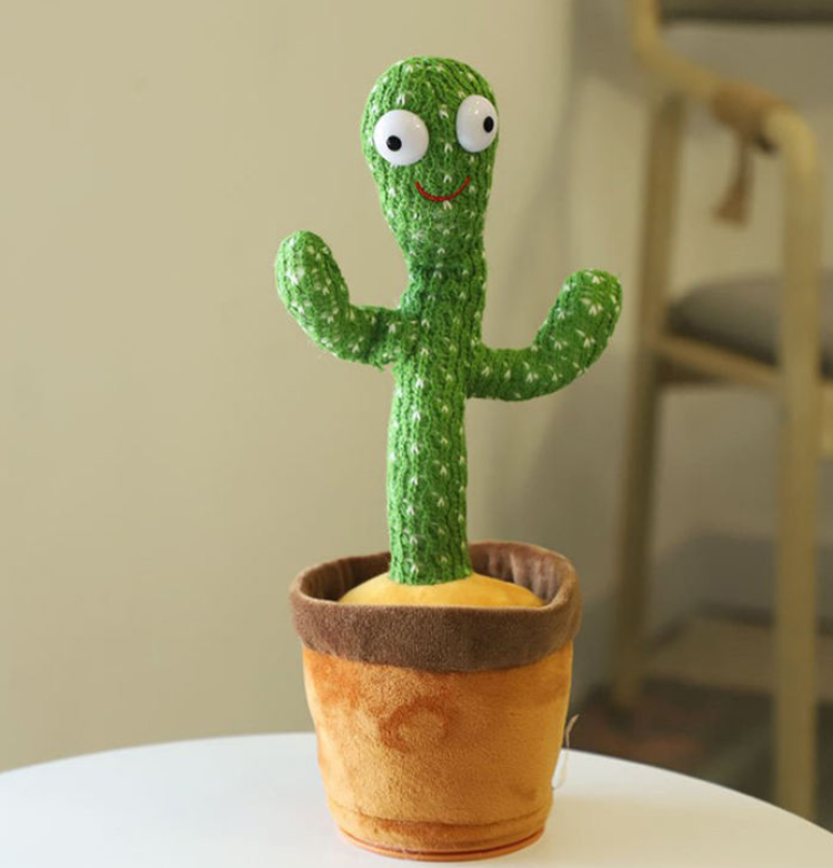 Dancing Cactus Plush Toy — Sings, Dances, and Repeats What You Say; Stress-Relieving Electric Cactus with Recording and Repetition Functions