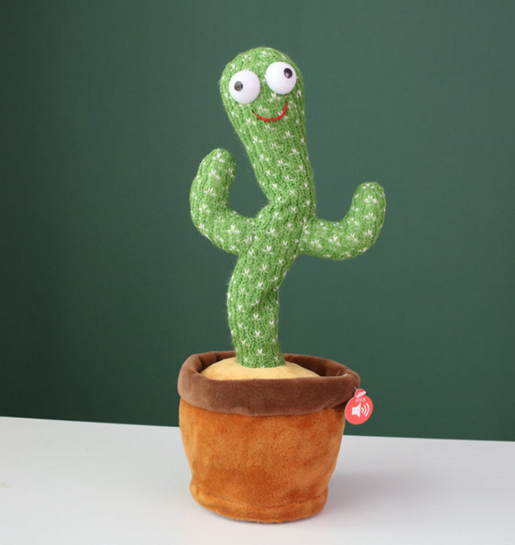 Dancing Cactus Plush Toy — Sings, Dances, and Repeats What You Say; Stress-Relieving Electric Cactus with Recording and Repetition Functions