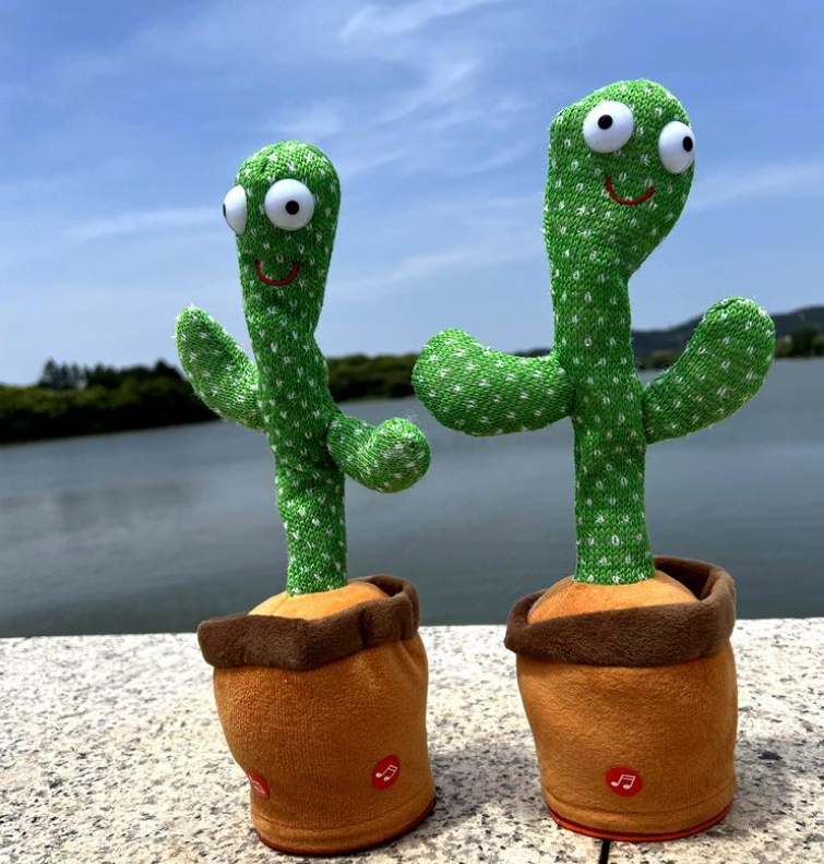 Dancing Cactus Plush Toy — Sings, Dances, and Repeats What You Say; Stress-Relieving Electric Cactus with Recording and Repetition Functions