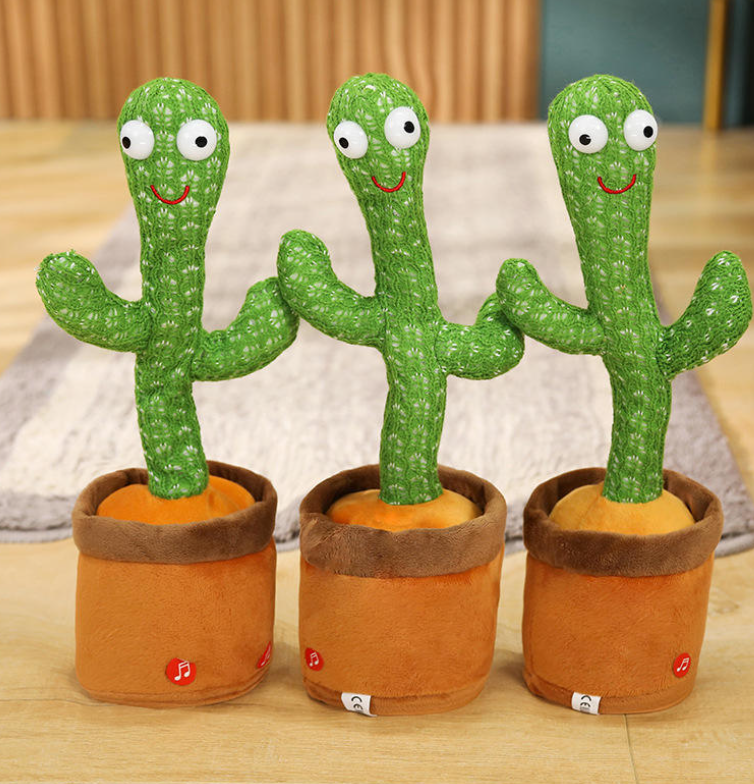 Dancing Cactus Plush Toy — Sings, Dances, and Repeats What You Say; Stress-Relieving Electric Cactus with Recording and Repetition Functions