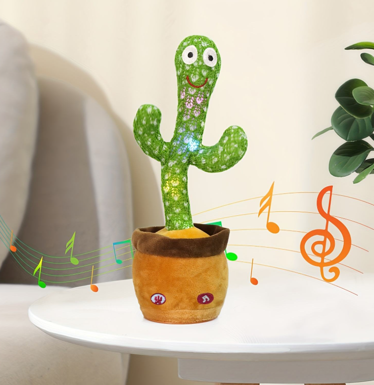 Dancing Cactus Plush Toy — Sings, Dances, and Repeats What You Say; Stress-Relieving Electric Cactus with Recording and Repetition Functions